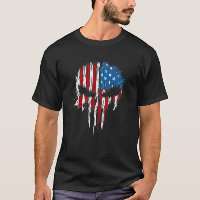 Camiseta Estilo Grunt é o crânio americano masculino (Frente)