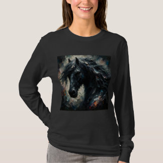 Camiseta Estilo Impressionista Escuro Cavalo Longo