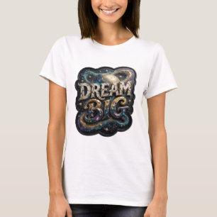 Camiseta Estilo Impresso em Dourado SONHE GRANDE