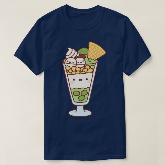 Camiseta Estilo Japonês Bonito Matcha Green Tea Parfait (Frente do Design)