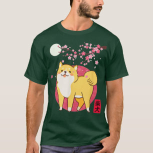 Camiseta Estilo japonês Cherry Blossom Moon Kanji Akita Shi