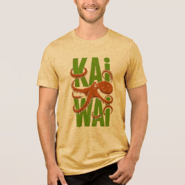 Camiseta Estilo Japonês Polvo Kawaii - Mostarda