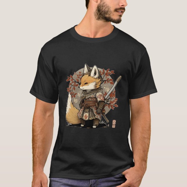 Camiseta Estilo japonês Samurai Fox Anime (Frente)