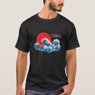 Camiseta Estilo Japonês Skatewear Beach Onda Sunset Para