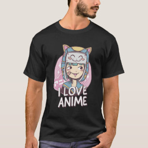 Camiseta Estilo Kawaii, Garota Bonita, Eu Adoro Animação Co