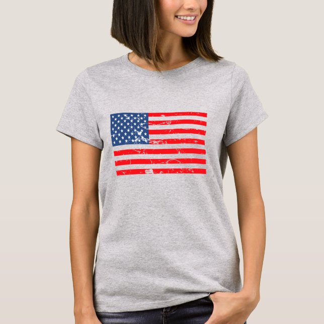 Camiseta Estilo lesado bandeira dos EUA (Frente)
