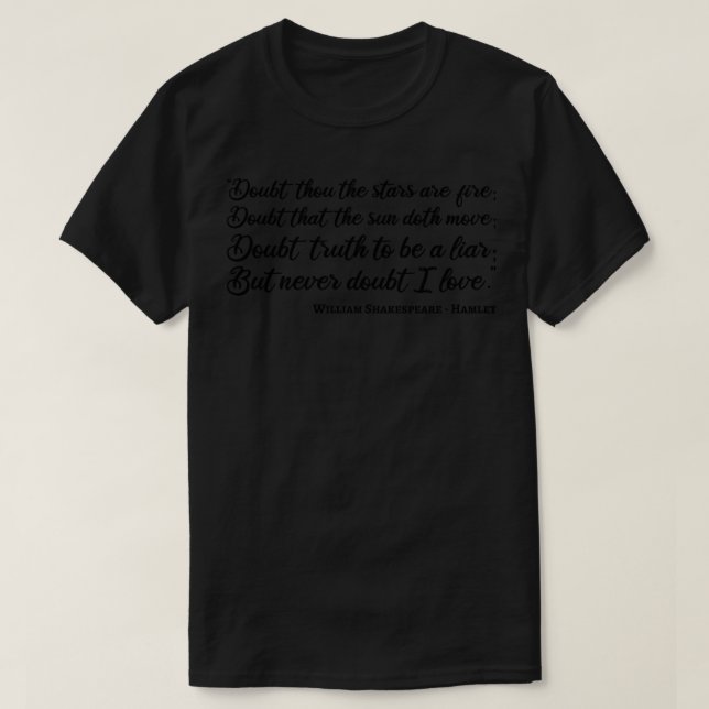 Camiseta Estilo manuscrito de citação de Hamlet II (Frente do Design)
