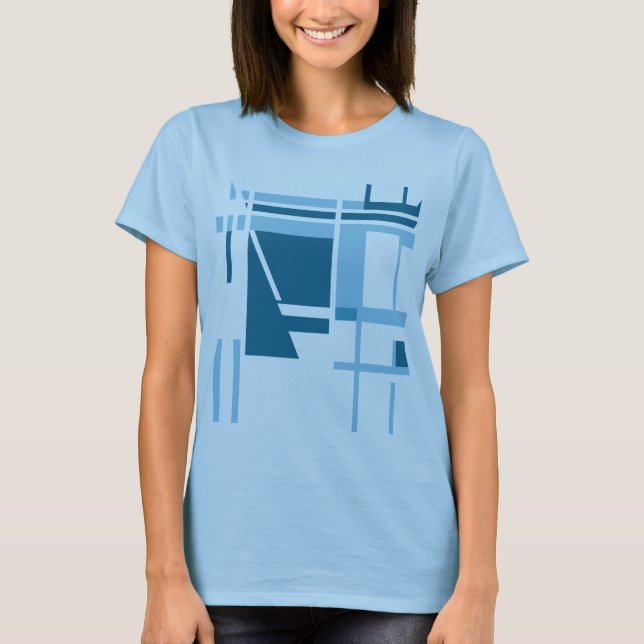 Camiseta Estilo MCM Azul-Turquesa Estilo Geométrico Abstrat (Frente)