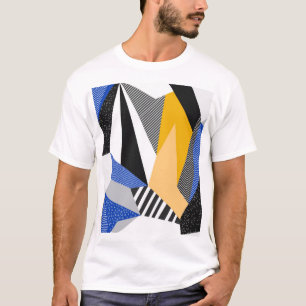 Camiseta Estilo Memphis: Colagem Geométrica Criativa.