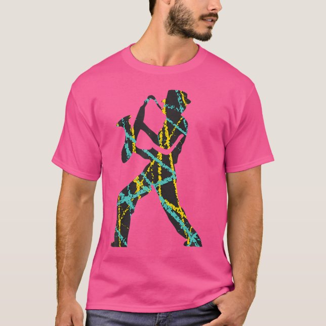 Camiseta Estilo Moderno Jazz Saxofone Musico (Frente)