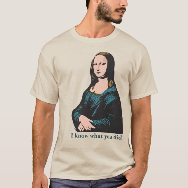 Camiseta Estilo Mona Lisa Warhol Smug Humorístico Comic Boo (Frente)