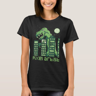 Camiseta Estilo Monstro do Artista Pixel Estilo Retro Compu