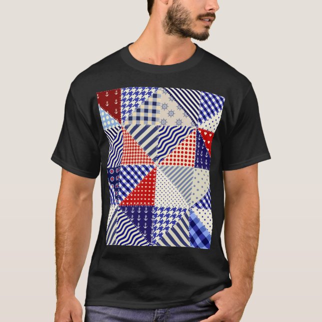 Camiseta Estilo Náutico Triângulo com Patchwork Retroativa (Frente)