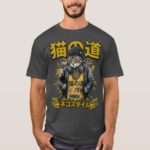 Camiseta Estilo Neko – Design de Gato Urbano Streetwear Jap