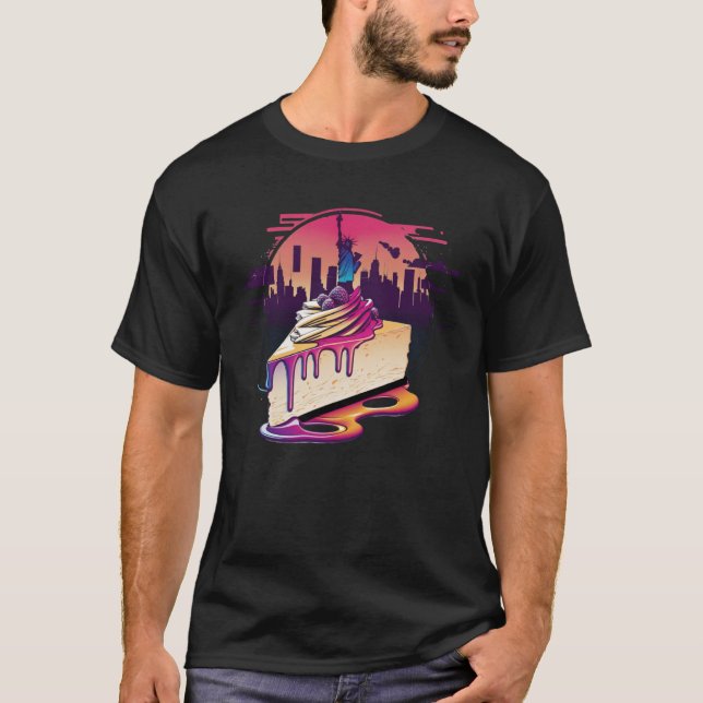 Camiseta Estilo Nova York Cheesecake Synthwave 80s Retrowav (Frente)