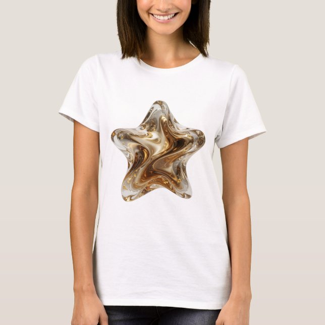 Camiseta Estilo Ouro DESIGN Gráfico ESTRELA DE VIDRO (Frente)