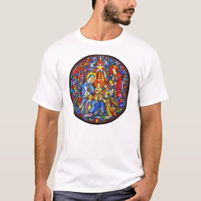 Camiseta Estilo pintado natividade do vitral (Frente)