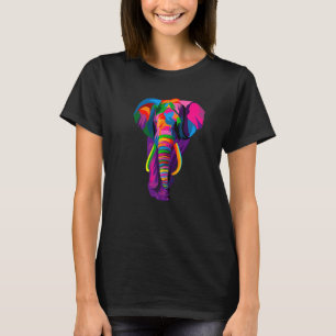 Camiseta Estilo Pop do Elefante Colorido Elefante Arco-Íris