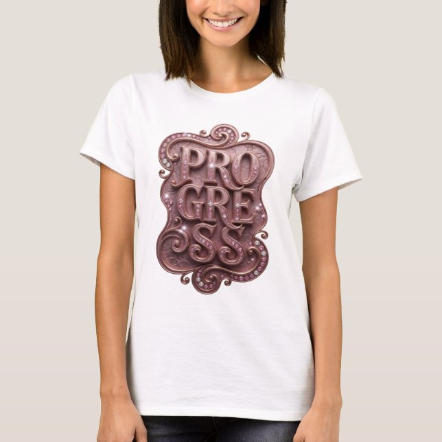 Camiseta Estilo Progressivo Dourado de Design Gráfico (Frente)
