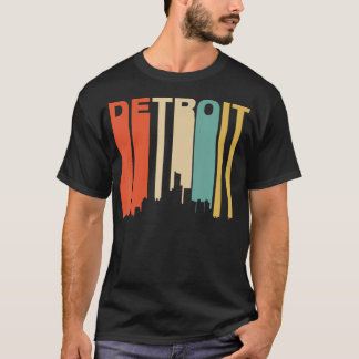 Camiseta Estilo Retro 1970 Detroit Michigan Skyline
