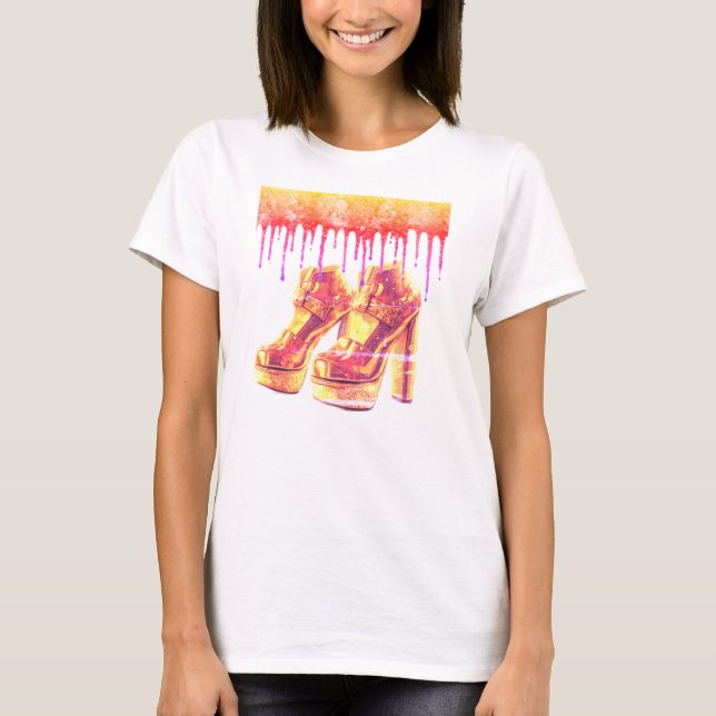 Camiseta Estilo Retro 1970 Stack Shoes em Manga Curta Preta (Frente)