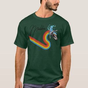 Camiseta Estilo Retro 70s80s Estilo Rainbow Surfing Malibu