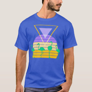 Camiseta Estilo Retro 80s Flamingo Sunset