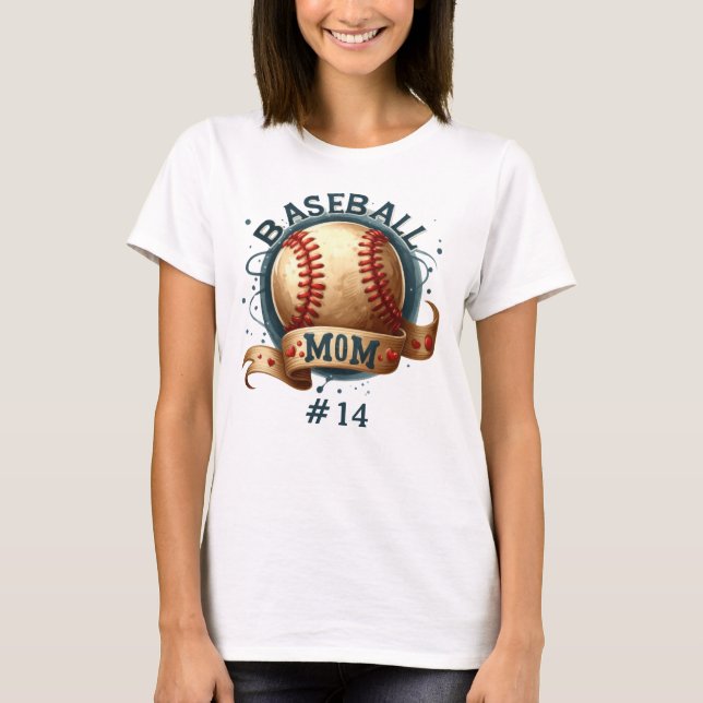 Camiseta Estilo Retro Baseball Mãe Personalizada (Frente)