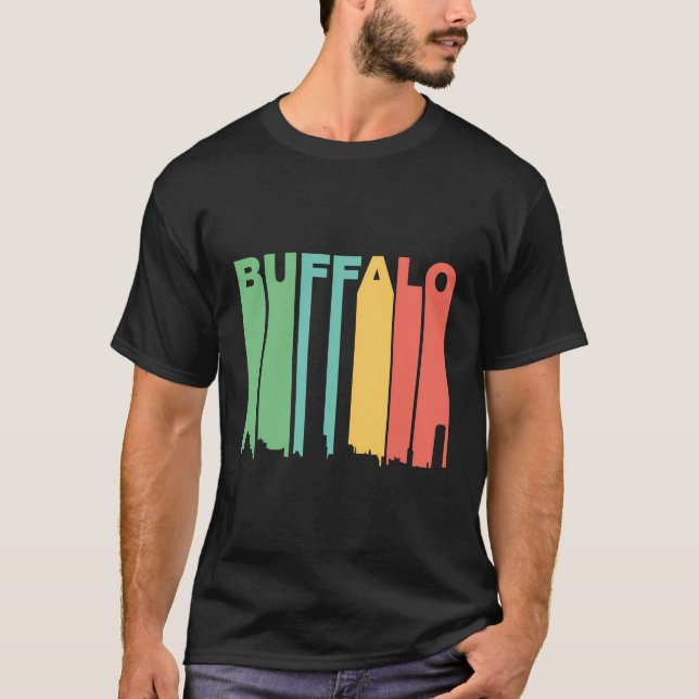 Camiseta Estilo Retro Buffalo Nova York Skyline (Frente)