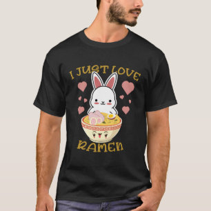 Camiseta Estilo Retro Coelho Kawaii Bonito Adoro Ramen Gi