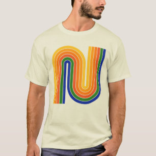 Camiseta Estilo retrô Colorido 70s Estilo Geométrico T-Shir