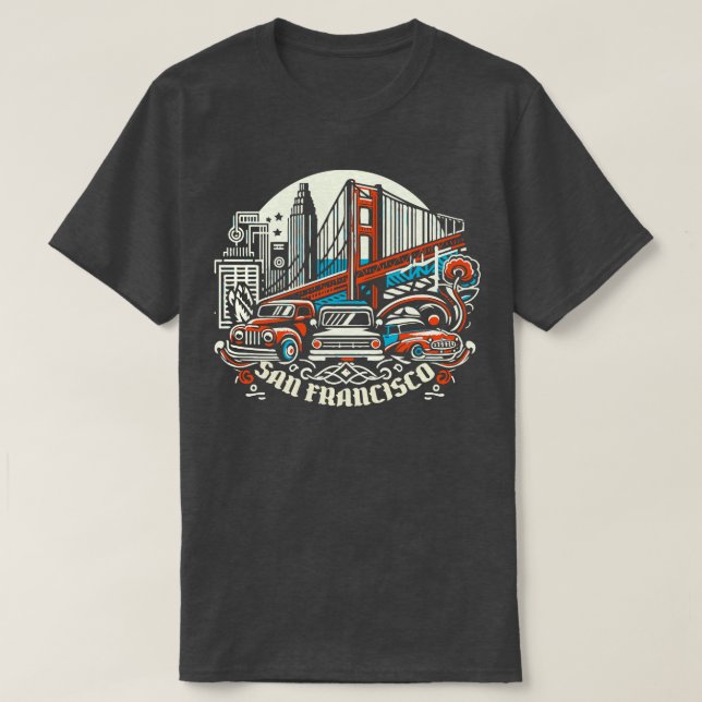 Camiseta Estilo Retro de São Francisco (Frente do Design)