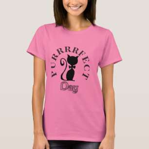 Camiseta Estilo Retro "Gatinho Purrfect Day Ladrilhado T-Sh