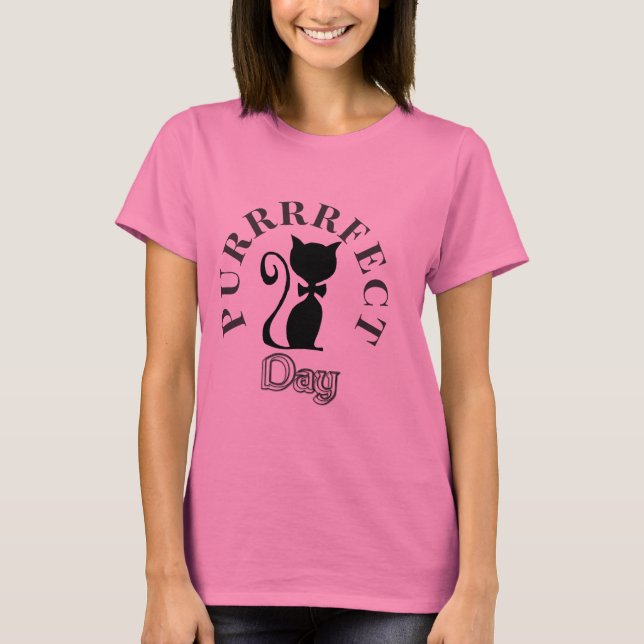 Camiseta Estilo Retro "Gatinho Purrfect Day Ladrilhado T-Sh (Frente)