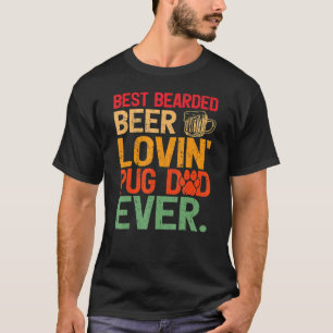 Camiseta Estilo Retro Melhor Pai Pug Amante de Cerveja Barb