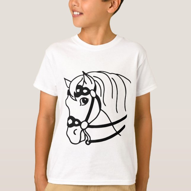 Camiseta Estilo retrô mínimo da cabeça do cavalo Arte anima (Frente)