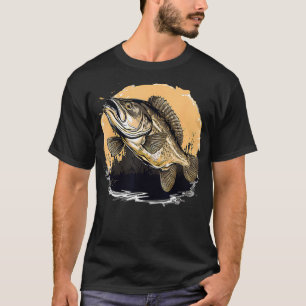 Camiseta Estilo Retro Peixe de Tambor Preto