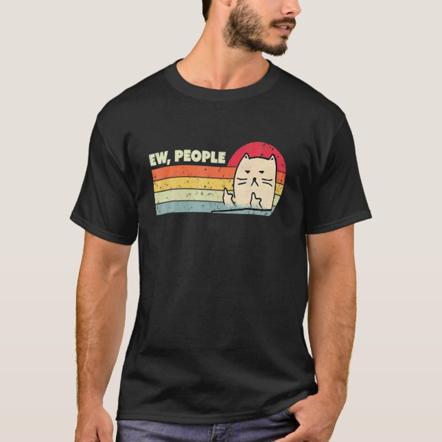 Camiseta Estilo Retro Pessoas Ew Gato   Gato (Frente)
