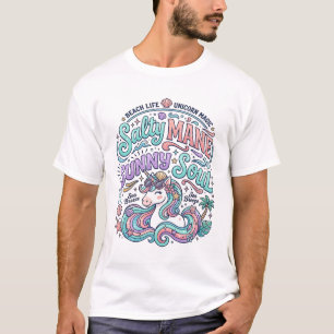 Camiseta Estilo Retrô Unicórnio Crina Salgada Alma