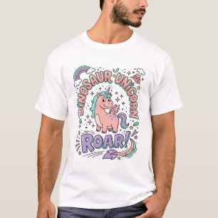 Camiseta Estilo Retro Unicórnio Dinossauro Unicórn