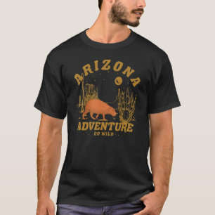 Camiseta Estilo Retro Vintage Deserto Montanha Arizona Cact