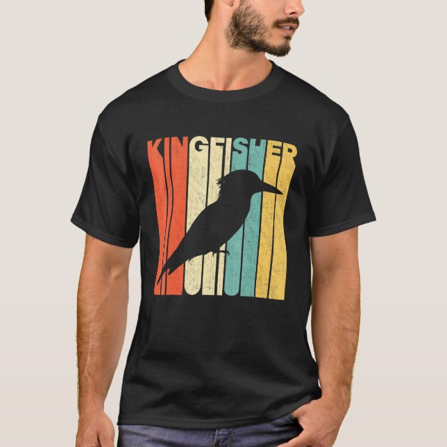 Camiseta Estilo Retro Vintage Kingfisher Silhouette (Frente)
