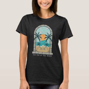 Camiseta Estilo Retro Vintage Verão Sol Árvore de Palmeira