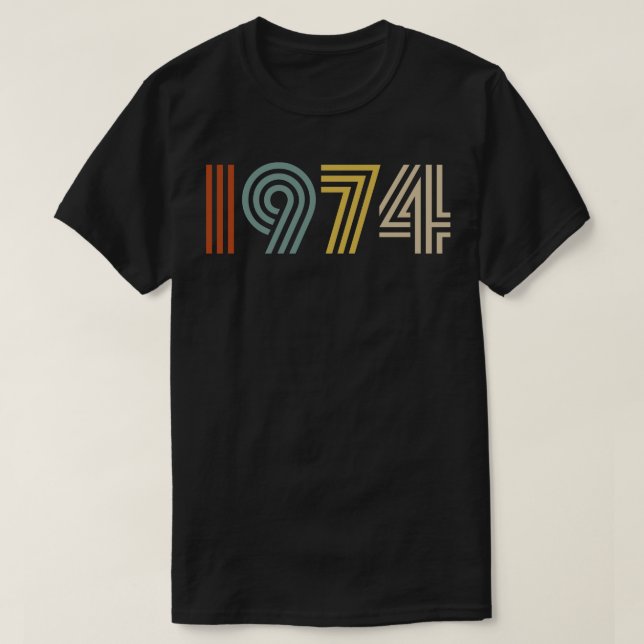 Camiseta Estilo Retroativo 1974 Ano de Nascimento 1 (Frente do Design)