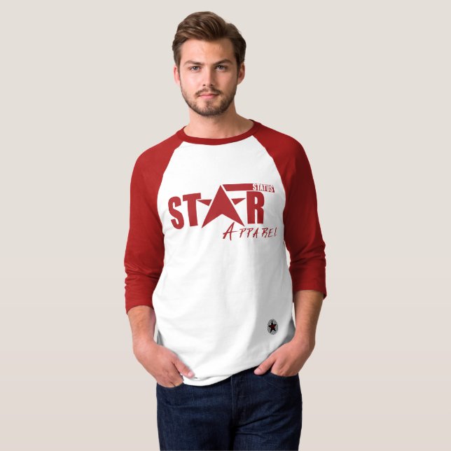 Camiseta Estilo: Roupa do estado da estrela dos homens 3/4 (Frente Completa)