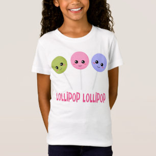 Camiseta Estilo roxo de Kawaii do rosa do verde do pirulito