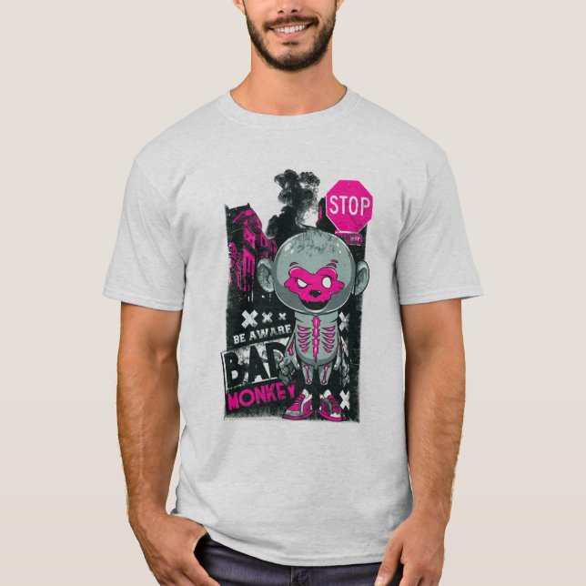 Camiseta Estilo Rua Macaco Mau - Camisa-T (Frente)