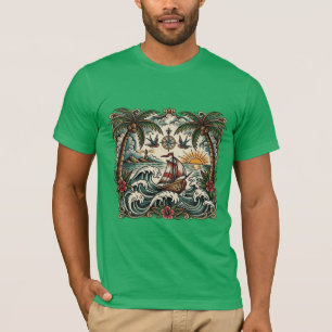 Camiseta Estilo Sailor Jerry Paraíso Tropical – Tr