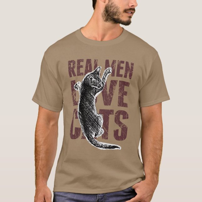 Camiseta Estilo Scratchy dos gatos reais do amor dos homens (Frente)
