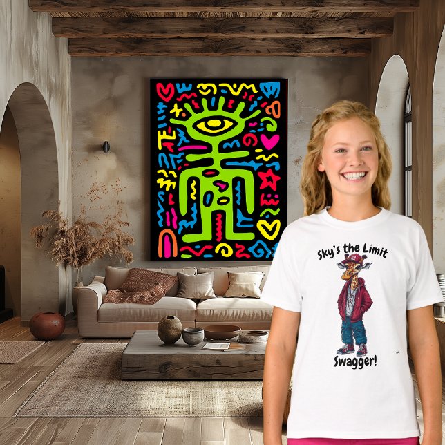 Camiseta Estilo Sem Limites: Design de Girafa na Moda (Criador carregado)